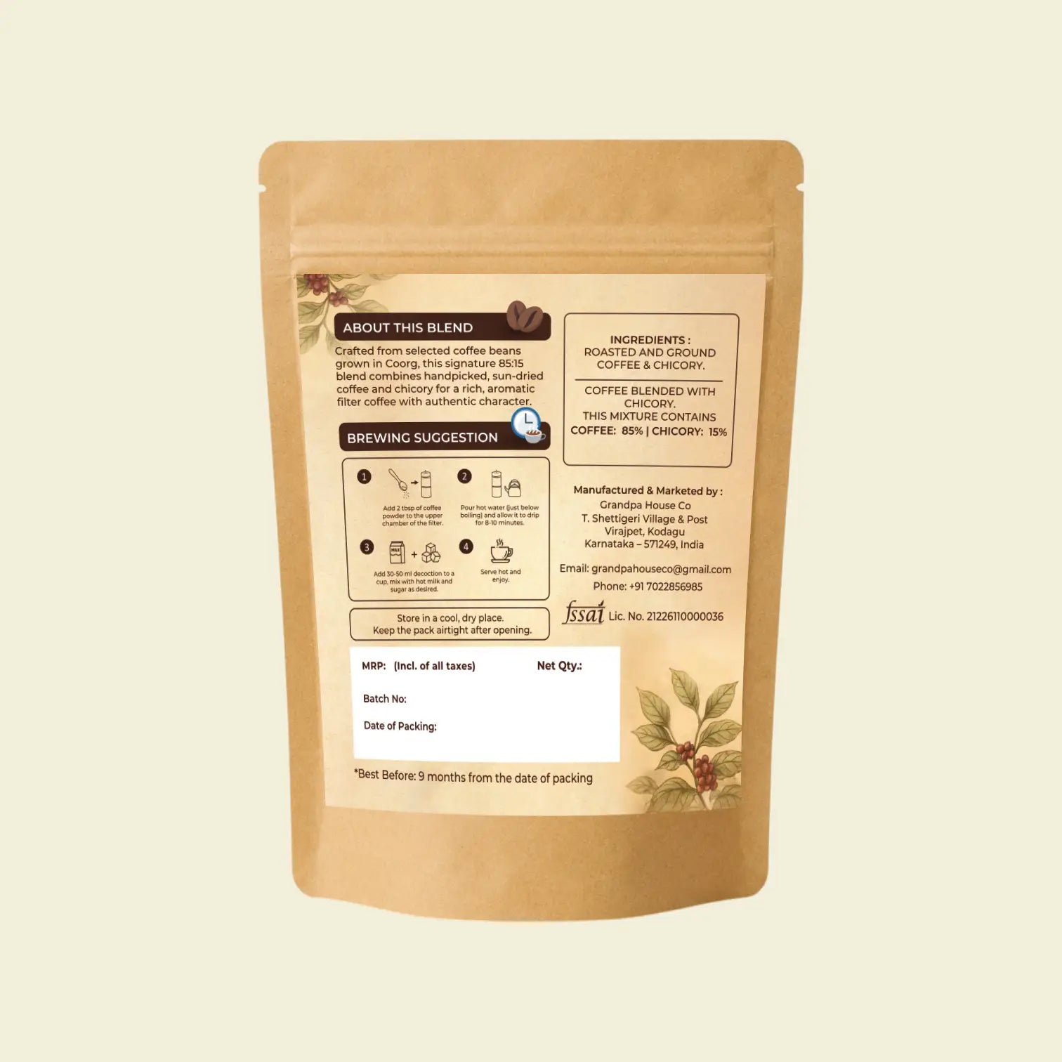 Coorg Filter Coffee Powder | Signature Blend (85:15)