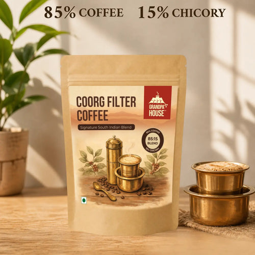 Grandpa House Signature Blend Coorg Filter Coffee served in traditional South Indian style