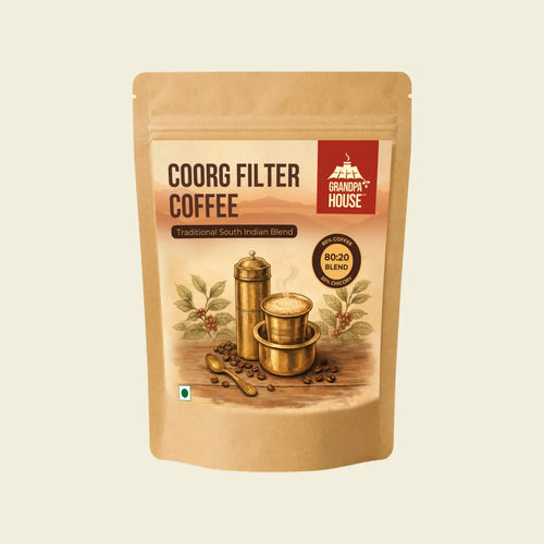Front of Coorg Filter Coffee Powder Traditional Blend (80:20) by Grandpa House Coffee